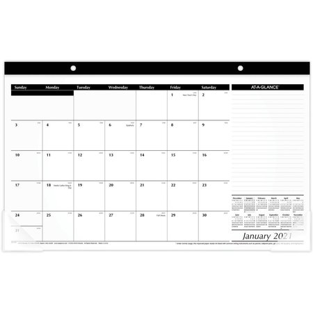 AT-A-GLANCE AAGSK1400 Compact Monthly Desk Pad, Black AT472544